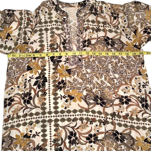 Johnny Was Phoenix Silk Boho Floral Tunic Blouse Long Sleeve V-Neck Size S - Picture 4 of 7